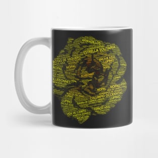 Yellow Rose Texas Symbols Spanish Word Cloud Mug